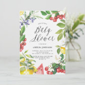 Waterverf Summer Fruits Floral Baby shower Kaart (Staand voorkant)