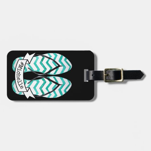 Waterverf Summer Getaway Beach Teenslippers Bagagelabel (Voorkant horizontaal)