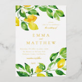 Waterverf Summer Lemon Folie Uitnodiging (Voorkant)