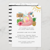 Waterverf Summer Pool Party Invitation Kaart (Voorkant / Achterkant)