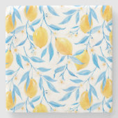 Waterverf Summer Yellow Lemon Stenen Onderzetter (Voorkant)