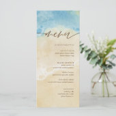 Waterverf SummerCoastal Beach Wedding Menu (Staand voorkant)