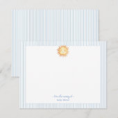 Waterverf Sun Baby Boy blauw en wit rand Bedankkaart (Voorkant / Achterkant)
