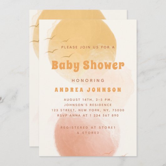 Waterverf Sun Boho Abstract esthetisch Baby shower Kaart (Voorkant / Achterkant)