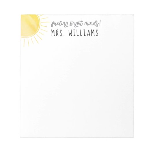 Waterverf Sun Fueling Bright Minds leraar Notitieblok (Voorkant)