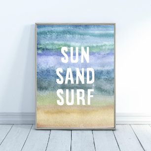 Waterverf Sun Sand Surf Nursery Art Print