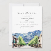 Waterverf Sun Valley Idaho Mountain Save the Date Kaart (Voorkant)