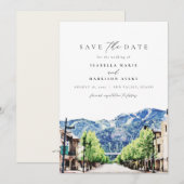 Waterverf Sun Valley Idaho Mountain Save the Date Kaart (Voorkant / Achterkant)