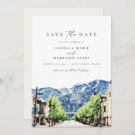 Waterverf Sun Valley Idaho Mountain Save the Date Kaart