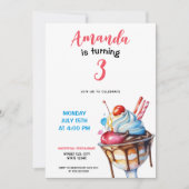 Waterverf Sundae Ice Cream Verjaardag Kaart (Voorkant)