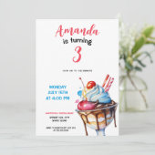 Waterverf Sundae Ice Cream Verjaardag Kaart (Staand voorkant)