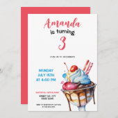 Waterverf Sundae Ice Cream Verjaardag Kaart (Voorkant / Achterkant)