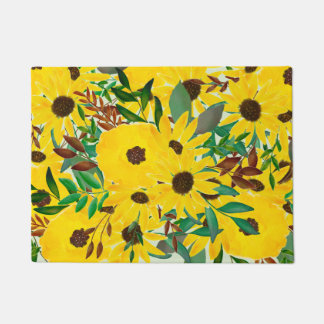 Waterverf Sunflower Autumn Floral Pattern Deurmat