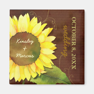 Waterverf Sunflower Autumn Wedding Save the Date Magneet