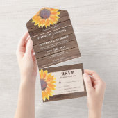 Waterverf Sunflower Barn Wood All In One Uitnodiging (Afscheurbaar)