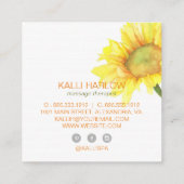 Waterverf Sunflower Bloom Spa Vierkante Visitekaartje (Achterkant)