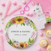 Waterverf Sunflower Boho Floral Wedding Papieren Bordje (Feest)