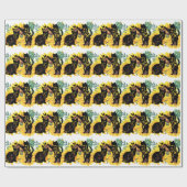 Waterverf Sunflower Bouquet Cat Floral Silhouette Cadeaupapier (Vlak)