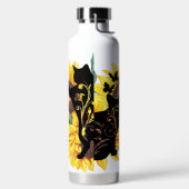 Waterverf Sunflower Bouquet Cat Floral Silhouette Waterfles (Links)