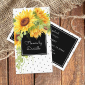 Waterverf Sunflower Bouquet en Polka Dots Visitekaartje
