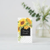 Waterverf Sunflower Bouquet en Polka Dots Visitekaartje (Staand voorkant)