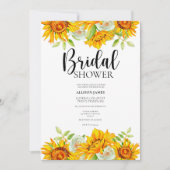 Waterverf Sunflower Bridal Shower Invitation Kaart (Voorkant)