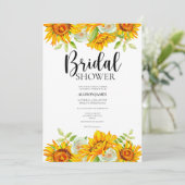 Waterverf Sunflower Bridal Shower Invitation Kaart (Staand voorkant)