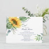 Waterverf Sunflower Bridal Shower Invitation Kaart (Staand voorkant)