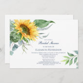 Waterverf Sunflower Bridal Shower Invitation Kaart (Voorkant / Achterkant)