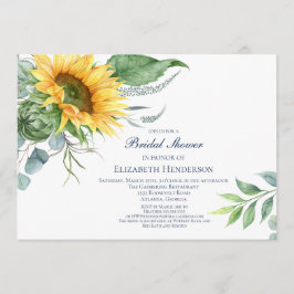 Waterverf Sunflower Bridal Shower Invitation Kaart