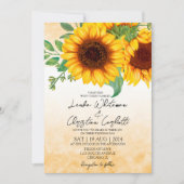Waterverf Sunflower bruiloft uitnodiging (Voorkant)