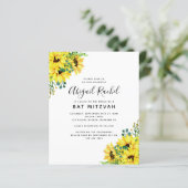 Waterverf Sunflower Budget Bat Mitzvah Uitnodiging (Staand voorkant)
