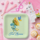 Waterverf Sunflower & Butterfly Ukraine Support Papieren Bordje (Feest)