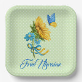 Waterverf Sunflower & Butterfly Ukraine Support Papieren Bordje (Voorkant)