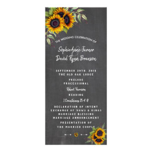 Waterverf Sunflower Chalkboard Wedding Programme Reclamekaart