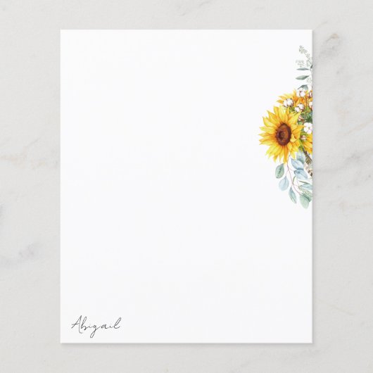 Waterverf Sunflower Custom Note (Voorkant)