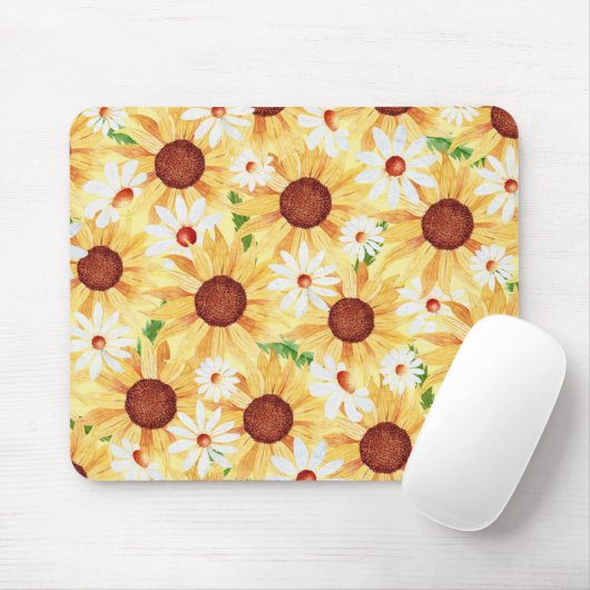 Waterverf Sunflower en Daisy Muismat (Met muis)