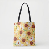 Waterverf Sunflower en Daisy Pattern Tote Bag (Voorkant)