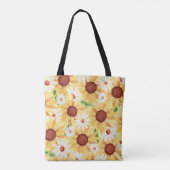 Waterverf Sunflower en Daisy Pattern Tote Bag (Achterkant)