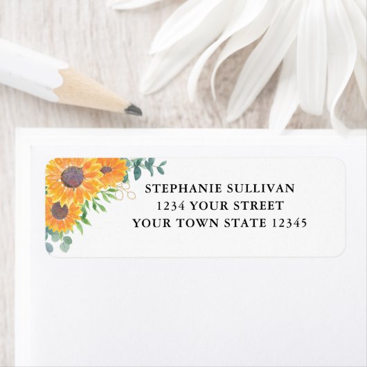 Waterverf Sunflower Eucalyptus Adres Etiket (Insitu)