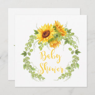 Waterverf Sunflower Greenery Baby shower Invites Kaart