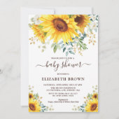 Waterverf Sunflower Greenery Garden Baby shower Kaart (Voorkant)