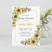 Waterverf Sunflower Greenery Vrijgezellenfeest Kaart (Staand voorkant)