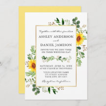 Waterverf Sunflower Greenery Wedding