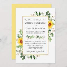 Waterverf Sunflower Greenery Wedding Kaart