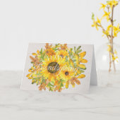 Waterverf Sunflower Happy Friendsgiving Kaart (Gele Bloem)