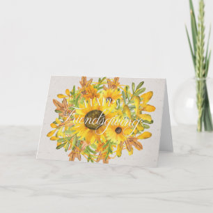 Waterverf Sunflower Happy Friendsgiving Kaart
