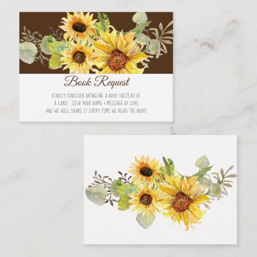 Waterverf Sunflower Herfst Book In plaats van Kaar Informatiekaartje (Voorkant / Achterkant)