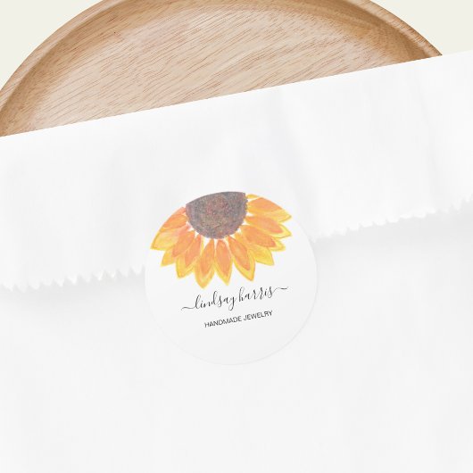 Waterverf Sunflower Jewelry Designer Ronde Sticker