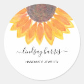Waterverf Sunflower Jewelry Designer Ronde Sticker (Voorkant)
